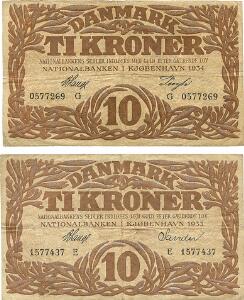 10 kr 1933 E, V. Lange  Sander, 10 kr 1934 G, V. Lange  Pugh, Sieg 104