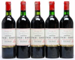 5 bts. Château Lynch Bages, Pauillac. 5. Cru Classé 1982 A-AB bn.