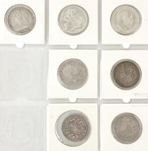 England, samling crowns 1819, 1822, 1822, 1845, 1887, 1893, 1901, KM 675, 680, 741, 765, 783, i alt 7 stk.