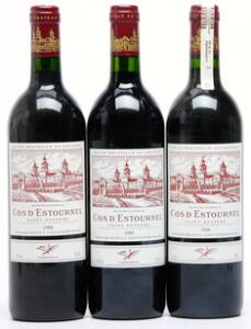 1 bt. Château Cos d Estournel, Saint - Estephe. 2. Cru Classé 1990 A hfin.  etc. Total 3 bts.