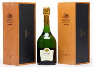 2 bts. Champagne Blanc de Blancs Comtes de Champagne, Taittinger 2002 A hfin. Oc.