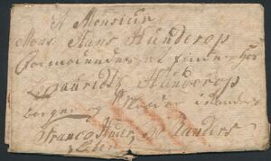 ca. 1780. Interessant 1700-tals brev adresseret til Hans Hunderup. Formodendes at finde hos Lauridts Hunderup. Bøger og Skrædder i Randers