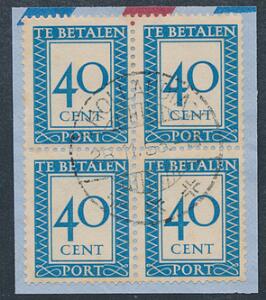 Hollandsk Newguinea. 1953. 40 cent, blå. Sjælden stemplet 4-BLOK. kun et 4210 mærker blev brugt.