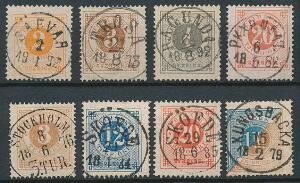 1872-1890. 8 mærker med LUX-stempler