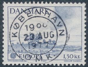 1977. Cept. 1,30 kr., blå. Retvendt pragt-stempel KØBENHAVN 23. AUG 1977.