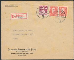 1947. Anbefalet brev fra ODENSE 3.10.47, vedr. eksklution fra DANMARKS KOMMUNISTISKE PARTI med fuldt indhold.