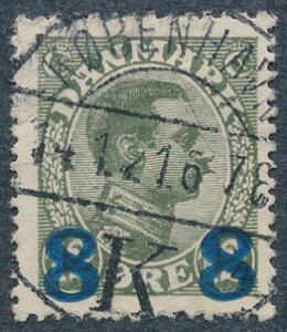 1921. 812 øre, oliven. PRAGT-stemplet. Et svært mærke i denne kvalitet