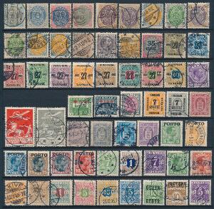 Danmark. 1875-1929. Planche bedre mærker i pæn kvalitet, bl.a. 100 øre, Vm.III med OMVENDT RAMME og meget andet.