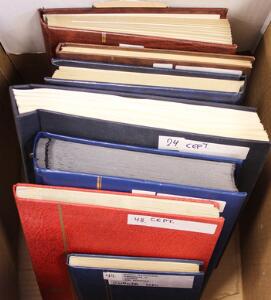 CEPT. Stor kasse med lagerbøger med europamærker m.m. AFA ca. 27000 iflg. indl.