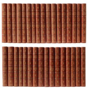 Aakjær and Ussing eds Steen Steensen Blichers samlede skrifter. 33 vols.  All bound in fine half morocco, top edges gilt G. Hedberg. 33
