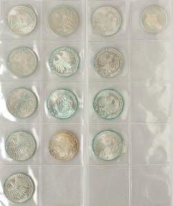 Tyskland, 5 mark 1967 - 1977 Ag erindringsmønter 19 stk., 10 mark OL 1972 13 stk. Ag, samlet 32 stk.