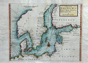 Herman Moll Engraved and handcoloured chart entitled A Chart Of The Baltic Or East Sea, Gulf Of Finland [...] London 18th century [1745].