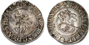 Norge, Frederik III, 16 skilling  mark 1651, NM 168A, H 68B, buklet, kraftig ridse på revers