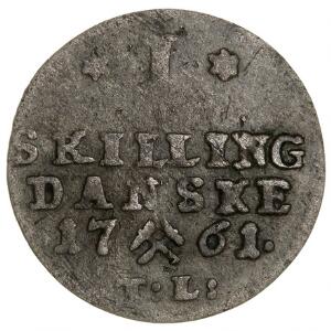 Norge, Frederik V, skilling 1761, NM 29, H 4