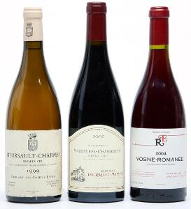 1 bt. Meursault 1. Cru Charmes, Domaine des Comtes Lafon 1999 A hfin.  etc. Total 3 bts.