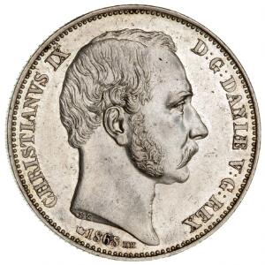 Christian IX, 2 rigsdaler 1868 RH, H 4A, KM 772 - fint eksemplar med møntskær