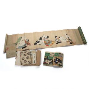 Japansk shunga rulle, malet i kano-stilen, sen Meiji og fem bøger. 5
