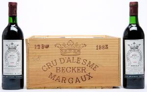 12 bts. Château Marquis d Alesme Becker, Margaux. 3. Cru Classé 1983 A-AB bn. Owc.