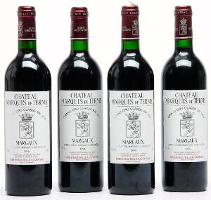 12 bts. Château Marquis de Terme, Margaux. 4. Cru Classé 1996 A hfin.