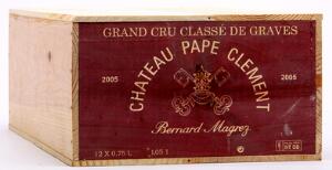 12 bts. Château Pape Clèment, Grand Cru Classé, Pessac-Léognan 2005 A hfin. Owc.