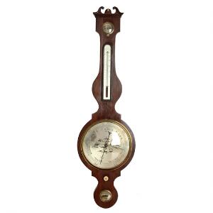 Englsk banjobarometer i kasse af palisander. Sign. W. T. Ferrier Hull. 19. årh. H. 106.