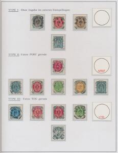 1870-1884. Tofarvet m.m. Flot albumside med LUXUS-stemplede mærker.