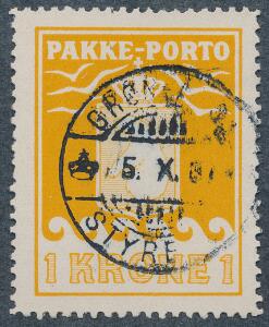 1937. AL, 1 kr. ogange. retvendt stålstempel Grønlands Styrelse 5.X.37. Sjældent mærke. AFA 3000