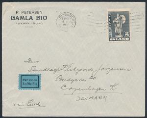 1939. New York Udstilling, 2 kr. grå. Single på luftpostbrev annulleret EDINBURGH 8.8.1939, sendt til Danmark. Facit 3600