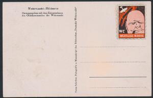 Tysk Rige. Wehrmacht postkort med Churchill propaganda vignette.