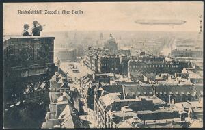 Tysk Rige. Zeppelin-postkort sendt 1909 til Danmark.