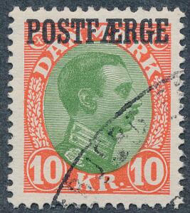 1930. Chr.X, 10 kr. rødgrøn. Stemplet