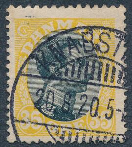 1918. Chr. X, 35 øre, orangesort. Med variant Slips. Pænt stemplet Knabstrup 20.8.20. AFA 700.