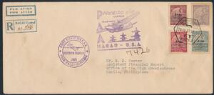 Macau. 1937. Anbefalet brev FIRST FLIGT FROM MACAU - HONG KONG.