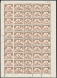 1950. Skib. 1 kr. brun. Postfrisk HELARK. AFA 6000