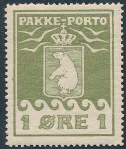 1905. 1 øre, olivengrøn. Perfekt postfrisk eksemplar. AFA 12000. Attest Møller PRAGTEKSEMPLAR