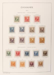 Danmark. 1854-2010. Postfriskubrugt samling i 2 Leuchtturm-album med kassetter med mange bedre mærker i den ældre ende og nyere del op til 2010. Se fotoudsnit