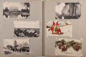 Postkort. 2 små album med diverse gamle kort incl. julekort og noget topografi m.v.