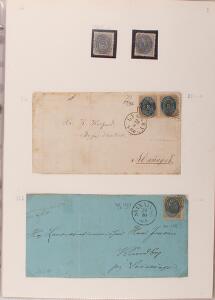 Danmark. 1851-1940. Gammel samling i ringbind incl. en del skilling, Posthus m.v. Også lidt forsendelser iblandt