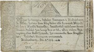 Rigsdaler Courant 1799, Sieg 39, Pick A28, papirgennembrud og rifter, tydelige blindstempler