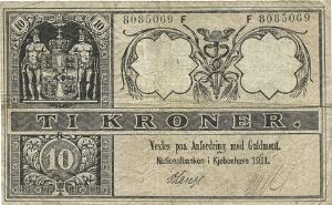 10 kr 1911 F, nr. 8085069, V. Lange  Lund, Sieg 95, Pick 7