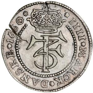 Frederik III, 4 mark  krone 1660, H 95A, Aagaard 72.6, blanketfejl