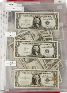 USA, stor samling pengesedler, den ældste fra 1923, mange ucirkulerede, 20, 10, 5, 2, 1 Dollars, både Silver Certificates og Federal Reserve Notes