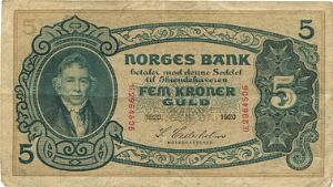Norge, 5 kr 1920 G, Cederholm, NP 12B, Pick 7
