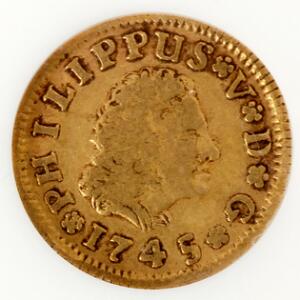 Spanien, Felipe V, 1700-1746, 12 Escudo 1745, Sevilla, F 240, graderet VF 30 af NGC