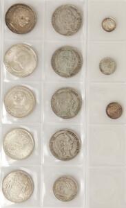 Erindringsmønter 5 stk. inkl. 1888, 1  2 kr Ag 5 stk., 3 div. Ag inkl. 25 øre 1874 1, samlet 13 stk.