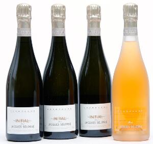 3 bts. Champagne Grand Cru, Blanc de Blancs Initial, Jacques Selosse A hfin. Oc. etc. Total 4 bts.