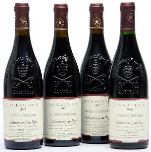 3 bts. Chateauneuf-du-Pape, Les Cailloux, Cuvée Centenaire, Lucien  André Brunel 2007 A hfin.  etc. Total 4 bts.