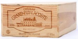 12 bts. Château Grand Puy Lacoste, Pauillac. 5. Cru Classé 2006 A hfin. Owc.