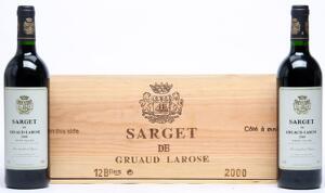 10 bts. Sarget de Gruaud Larose, 2. vin Chateau Gruaud Larose, Saint Julien 2000 A hfin.
