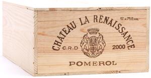 12 bts. Chateau La Renaissance, Pomerol 2000 A hfin. Owc.